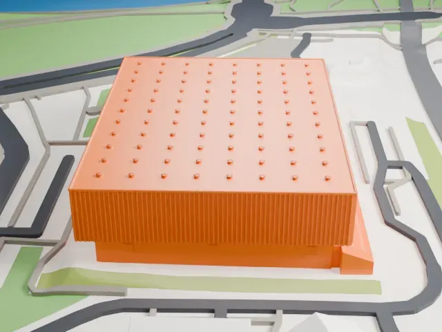 Copper Box Arena model, West view
