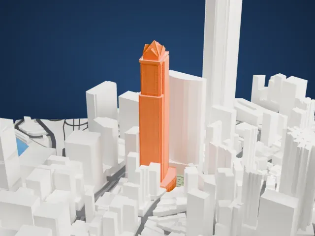 COSCO Tower model, West view