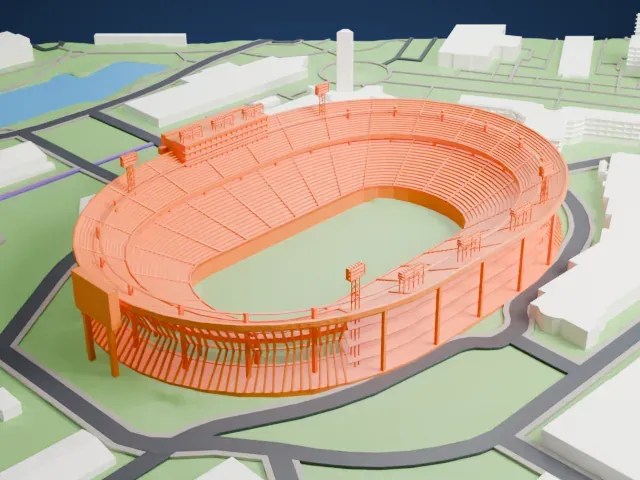 Cotton Bowl (stadium) model, East view