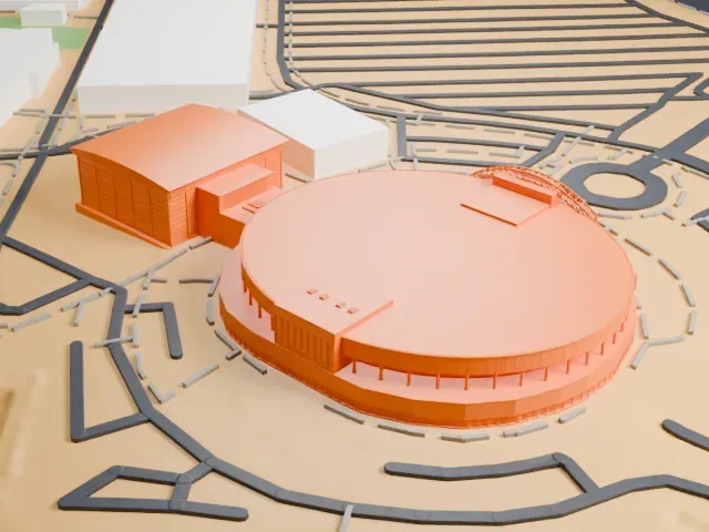 Cox Pavilion model, North view