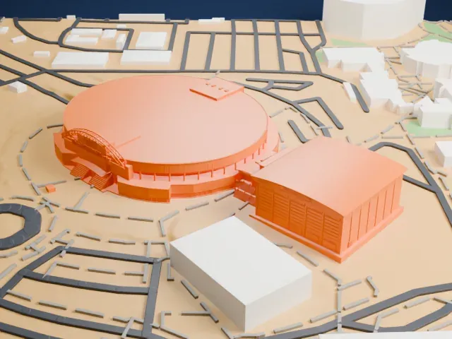 Cox Pavilion model, South view