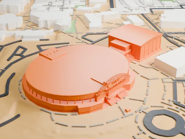 Cox Pavilion model, West view