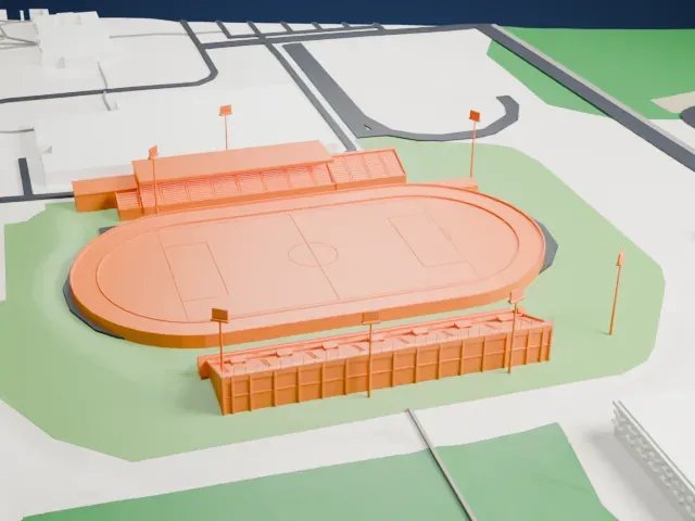Croix-Bleue Medavie Stadium model, East view