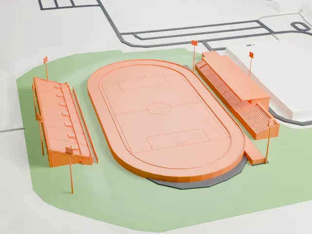 Croix-Bleue Medavie Stadium model, North view