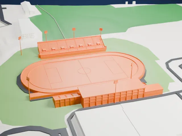 Croix-Bleue Medavie Stadium model, West view