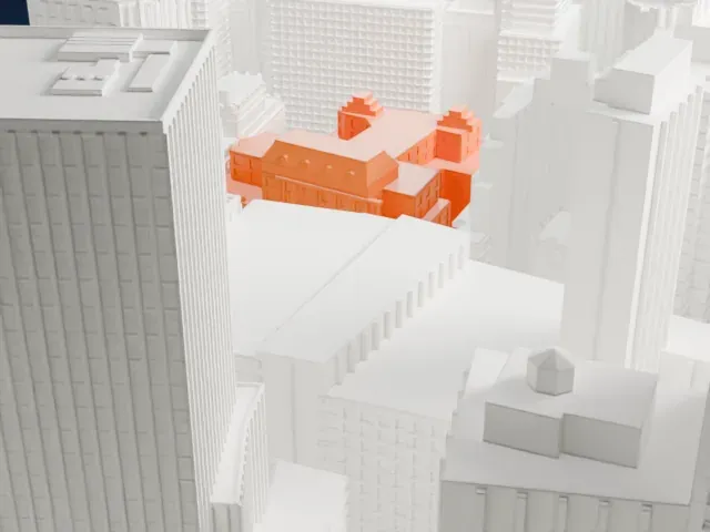 Cunard Building model, East view