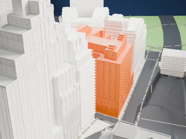 Cunard Building model, North view