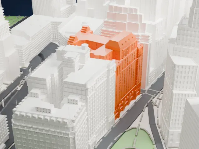 Cunard Building model, South view