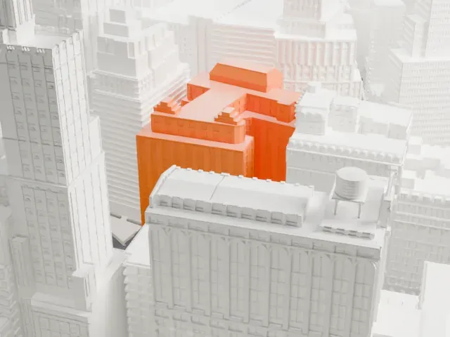 Cunard Building model, West view