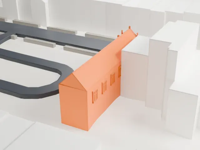 Cuyler Presbyterian Church model, South view