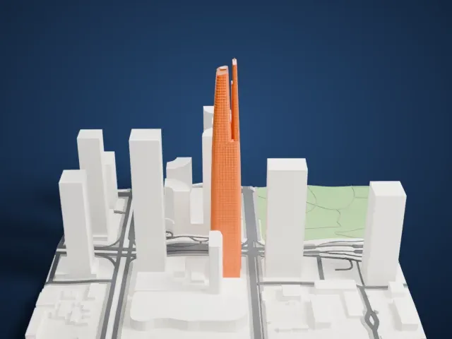 Dabaihui Plaza model, East view
