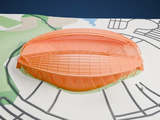 Daegu Stadium model, East view