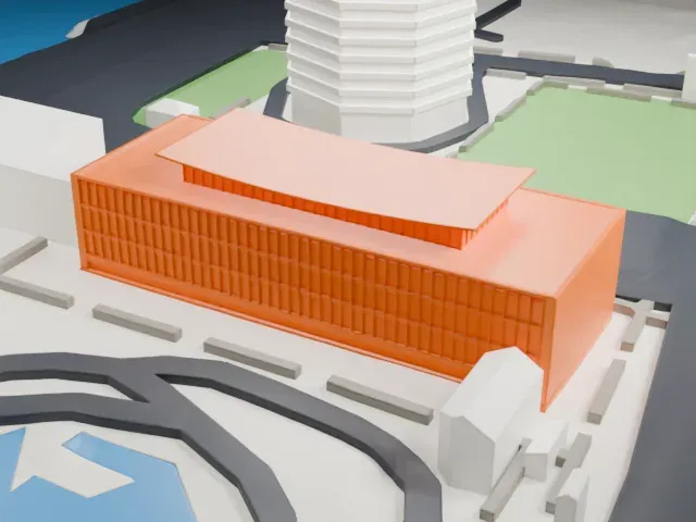 Dag Hammarskjöld Library model, North view