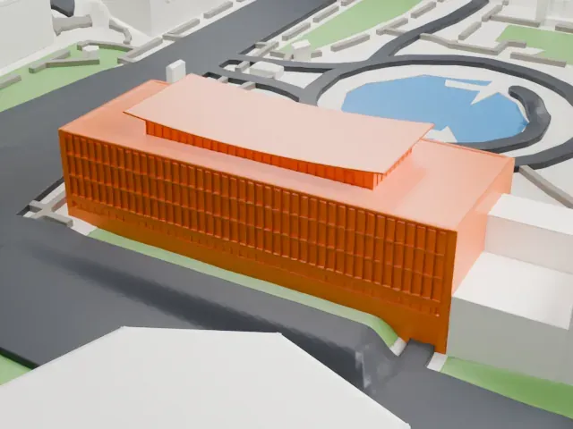 Dag Hammarskjöld Library model, South view