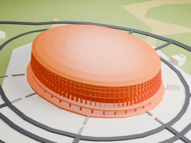 Dakar Arena model, East view