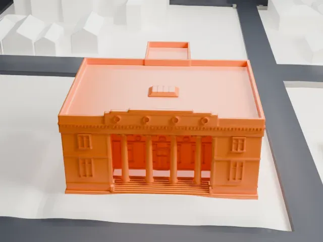Danforth Memorial Library model, North view
