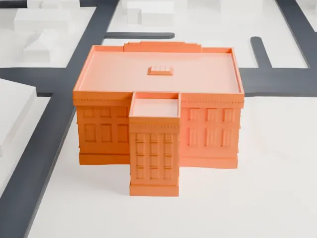 Danforth Memorial Library model, South view