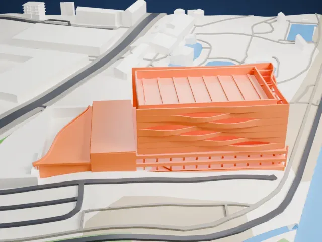 Danube Arena model, North view