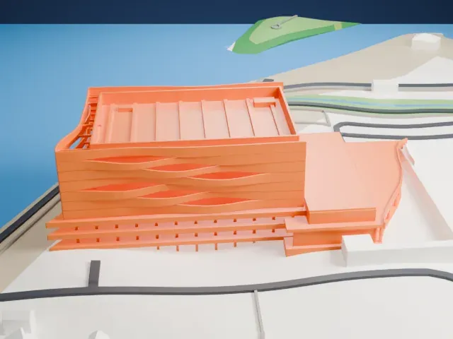 Danube Arena model, South view