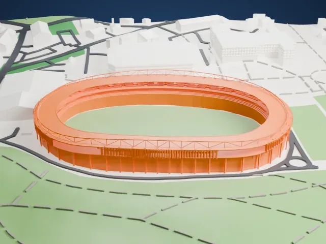 Darius and Girėnas Stadium model, East view