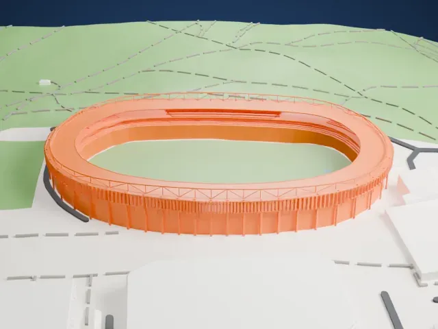 Darius and Girėnas Stadium model, West view