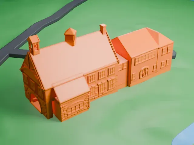 Darlington Schoolhouse model, East view