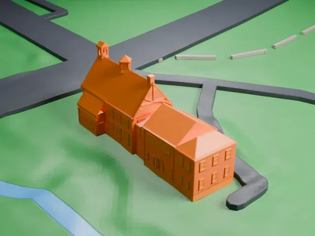 Darlington Schoolhouse model, North view
