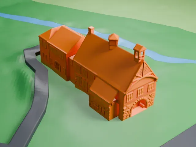 Darlington Schoolhouse model, South view