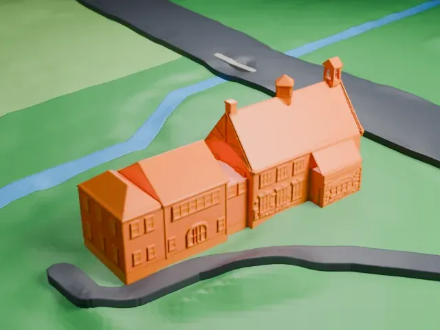 Darlington Schoolhouse model, West view