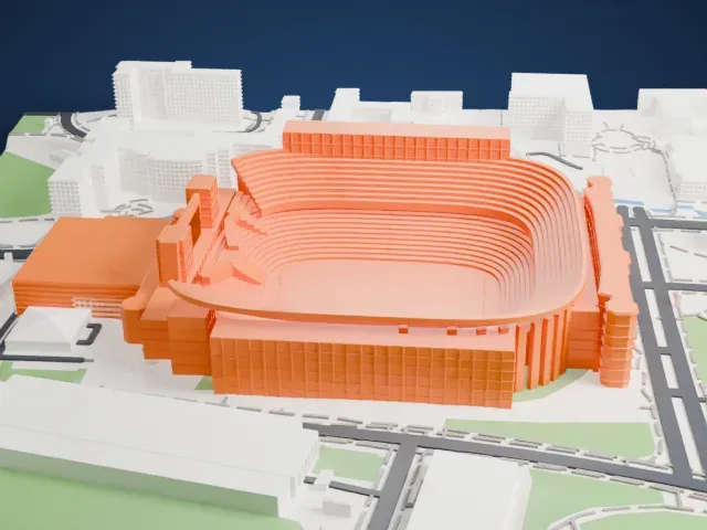 Darrell K Royal–Texas Memorial Stadium model, East view