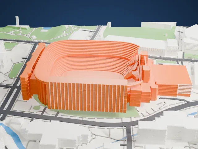 Darrell K Royal–Texas Memorial Stadium model, West view