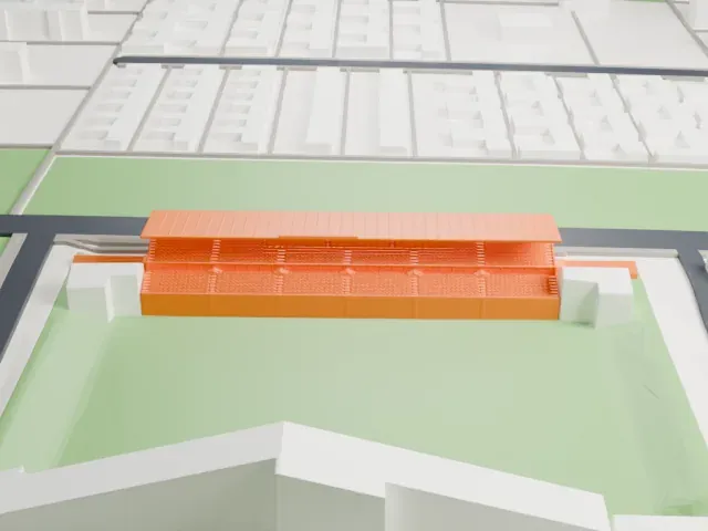 Datenpol Arena model, East view