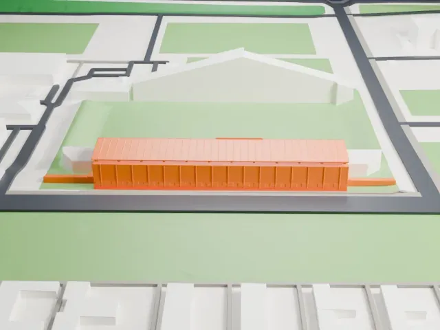 Datenpol Arena model, West view