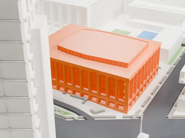 David Geffen Hall model, East view
