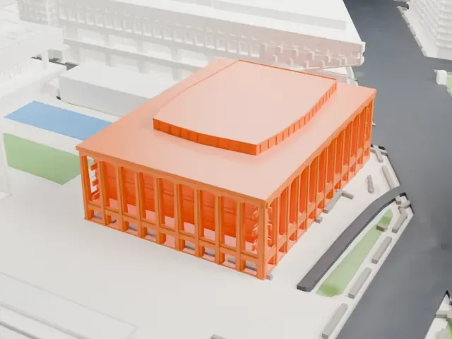 David Geffen Hall model, South view
