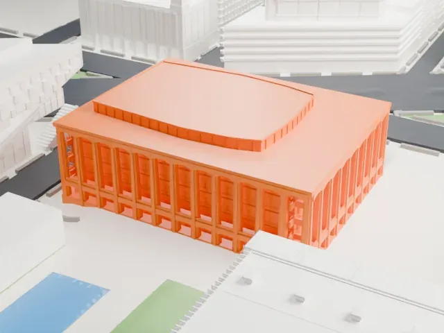 David Geffen Hall model, West view