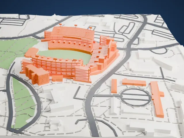 Davis Wade Stadium model, East view