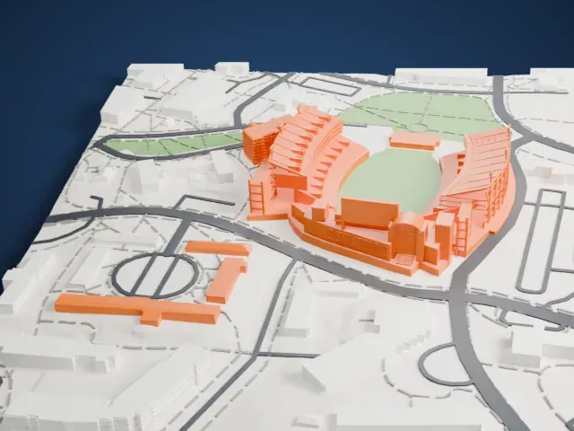 Davis Wade Stadium model, North view