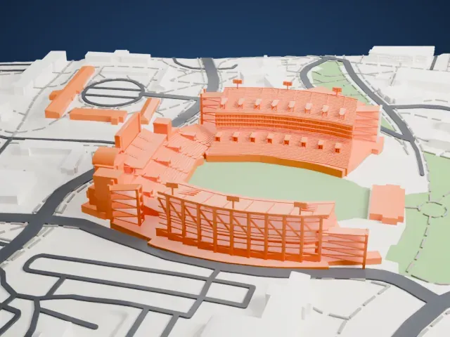 Davis Wade Stadium model, West view