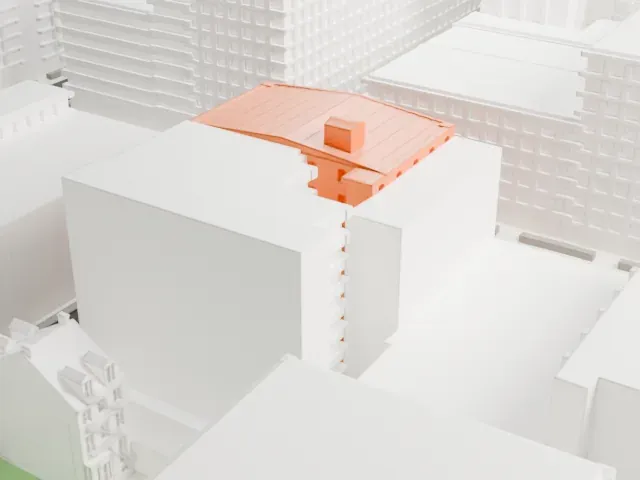 De Vinne Press Building model, East view