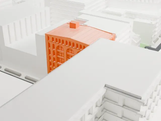 De Vinne Press Building model, West view