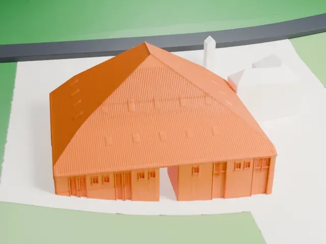 Deelen Adelaerthoeve Hangar 11 model, West view