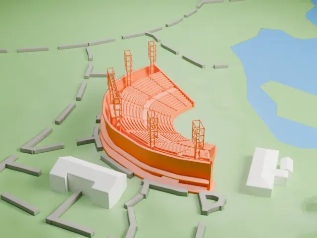 Delacorte Theater model, West view