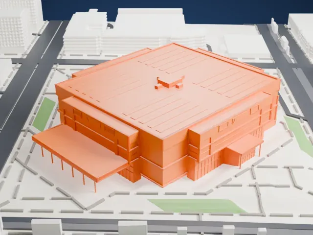 Delta Center model, North view