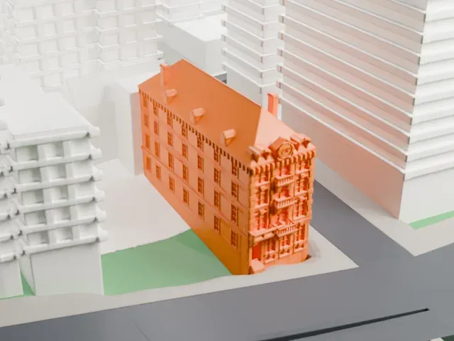Delta Psi, Alpha Chapter building model, North view