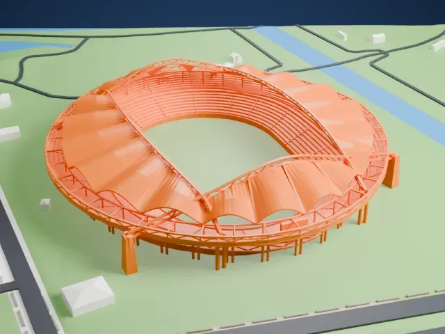 Denka Big Swan Stadium model, South view