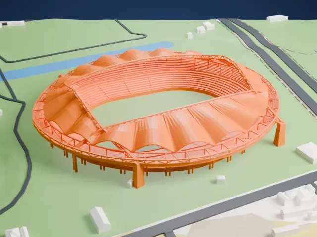 Denka Big Swan Stadium model, West view