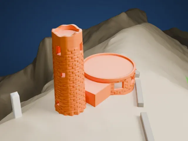 Desert View Watchtower model, South view