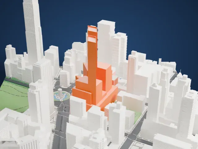 Deutsche Bank Center model, North view
