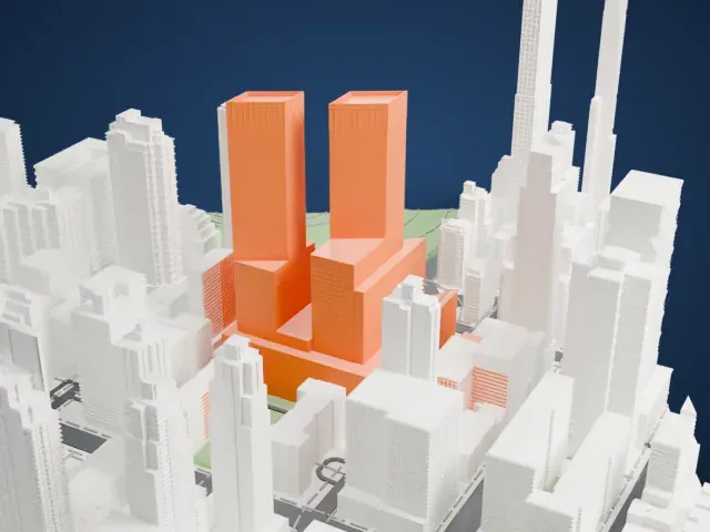Deutsche Bank Center model, West view